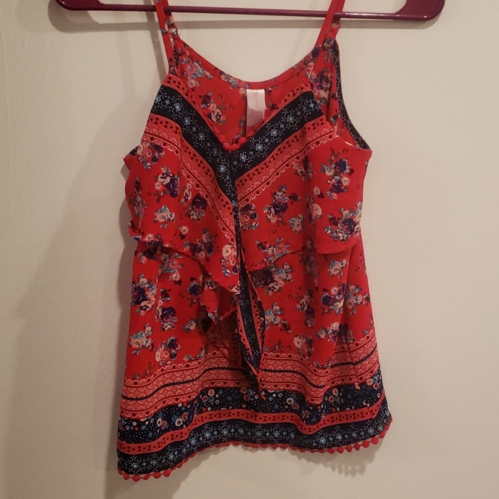 Red floral top